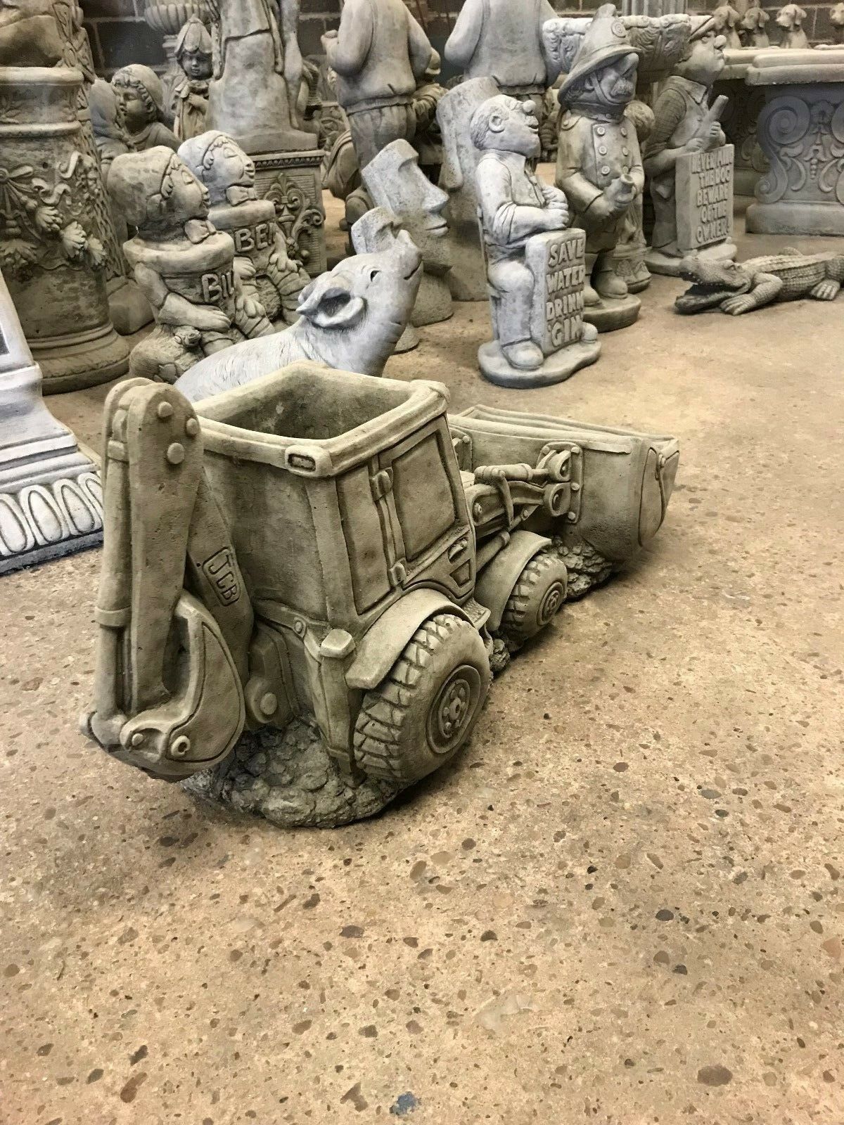 Stone JCB Shovel Digger Planter