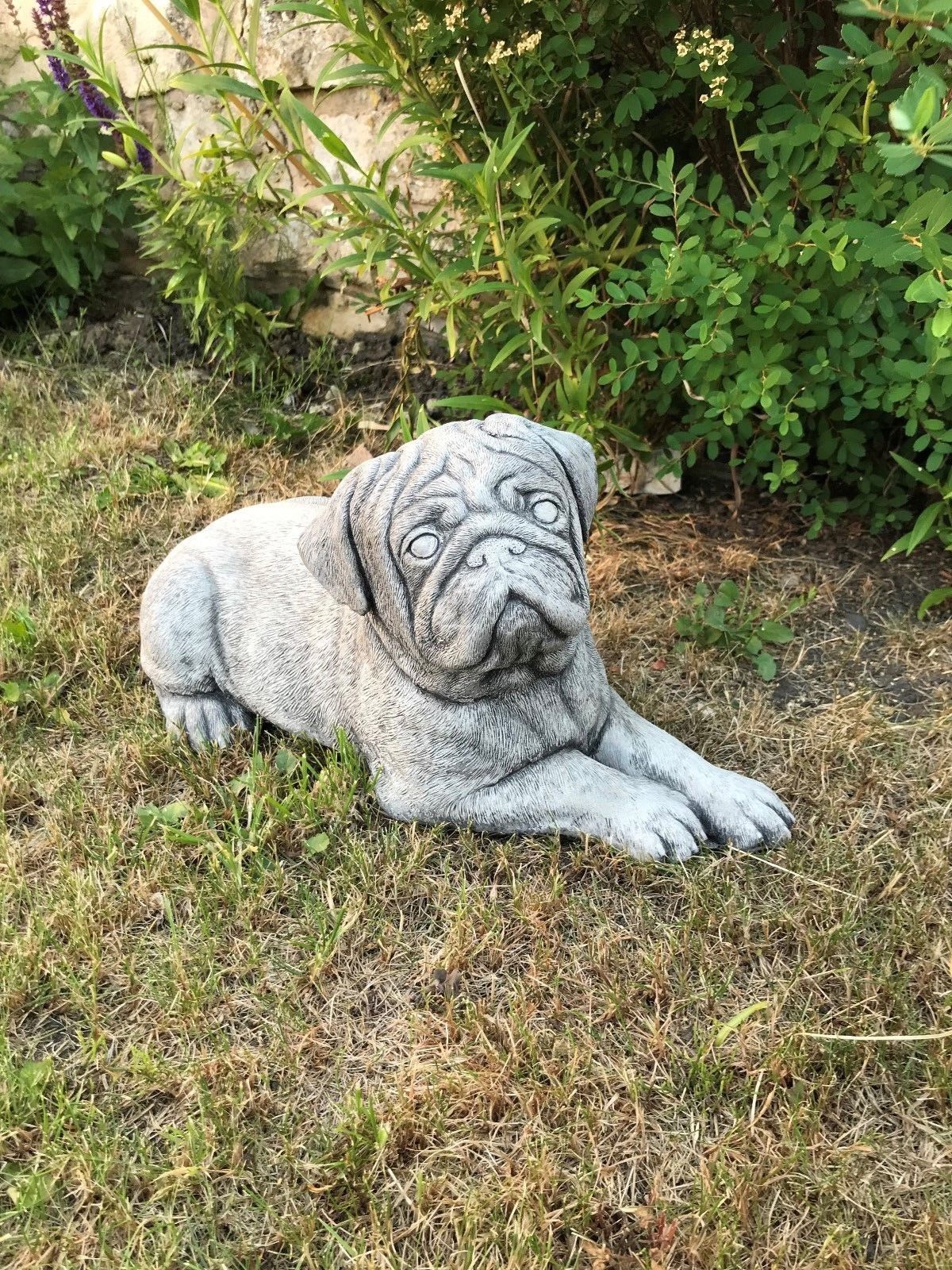 Stunning Stone Pug Dog Sculpture Garden Ornament