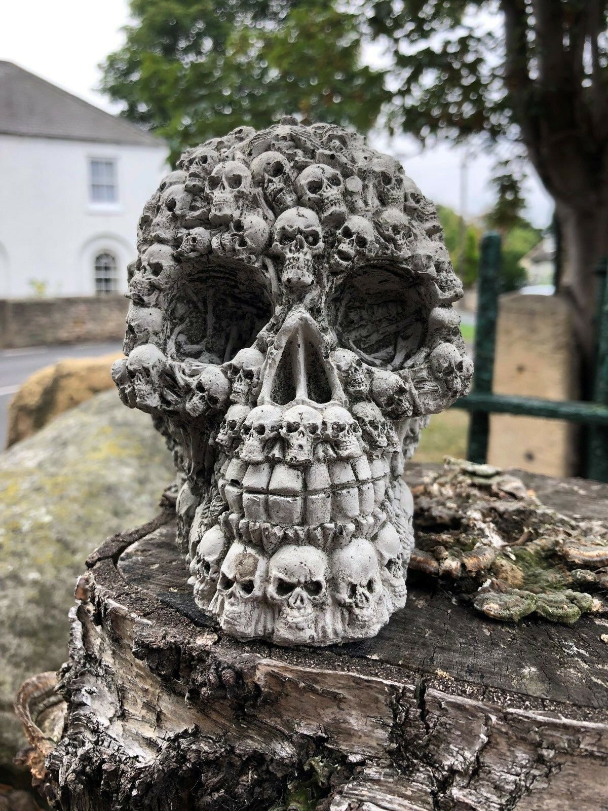 Stunning Stone Skulls on Skull Garden Ornament