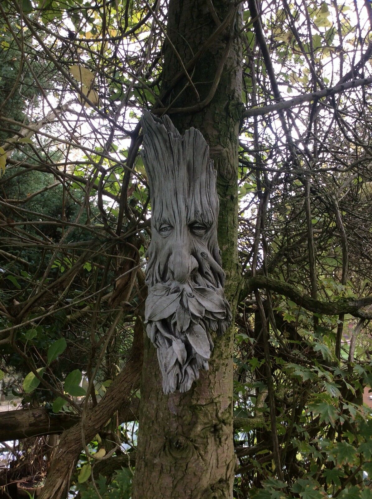 Stone Leaf Greenman Wall/Tree Plaque