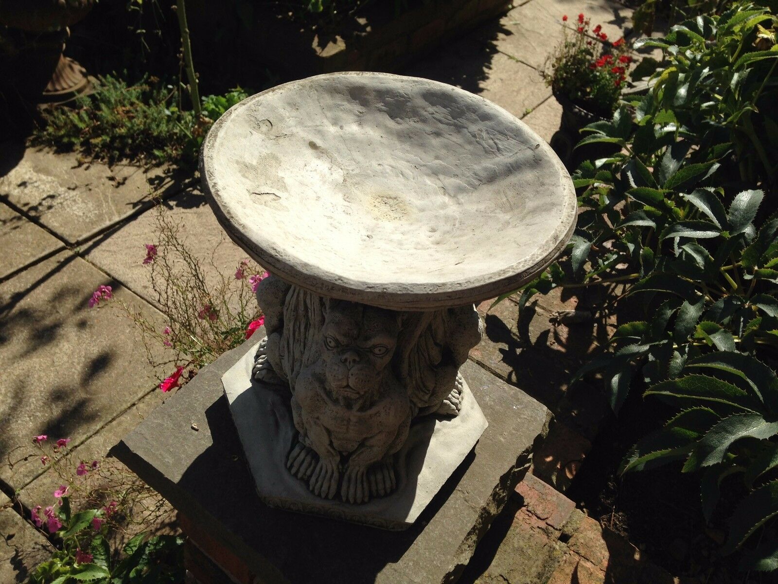 Stone Triple Gargoyle Bird Bath