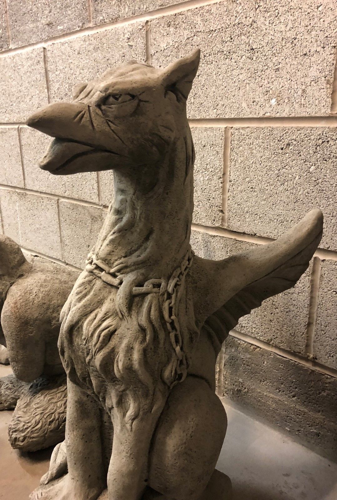 Pair of Large Stone Phoenix Statues