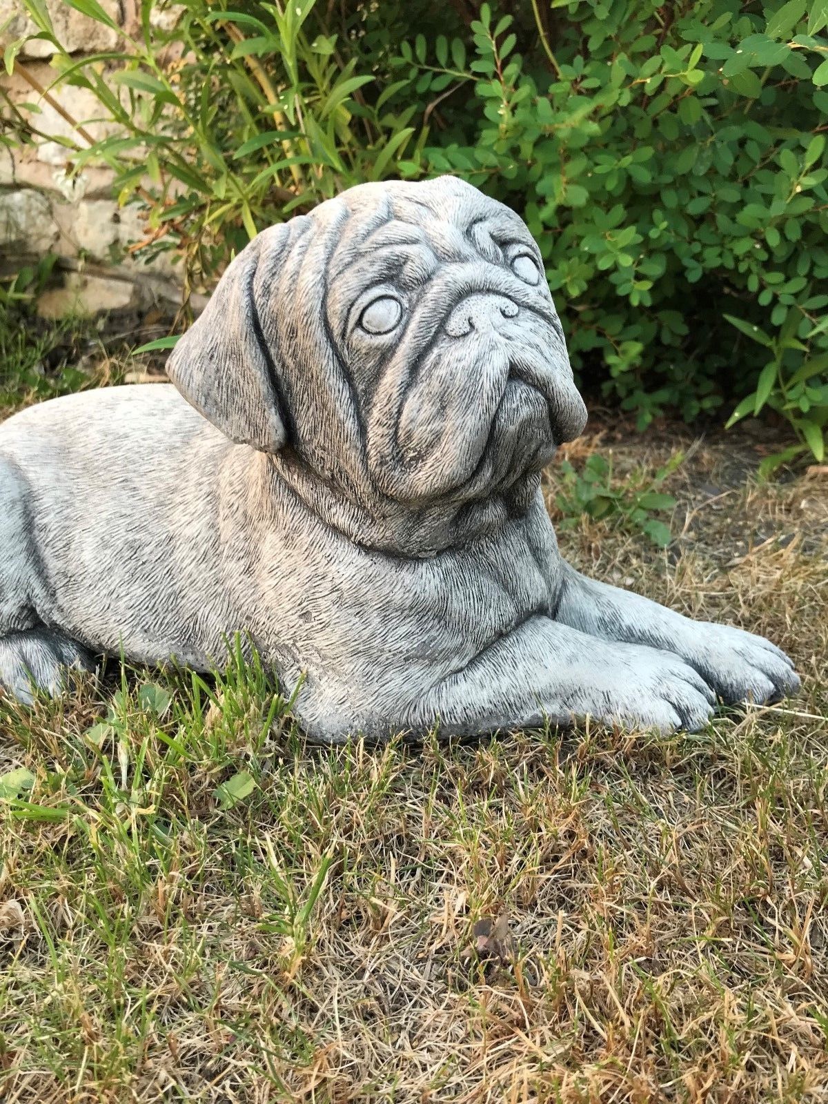 Stunning Stone Pug Dog Sculpture Garden Ornament