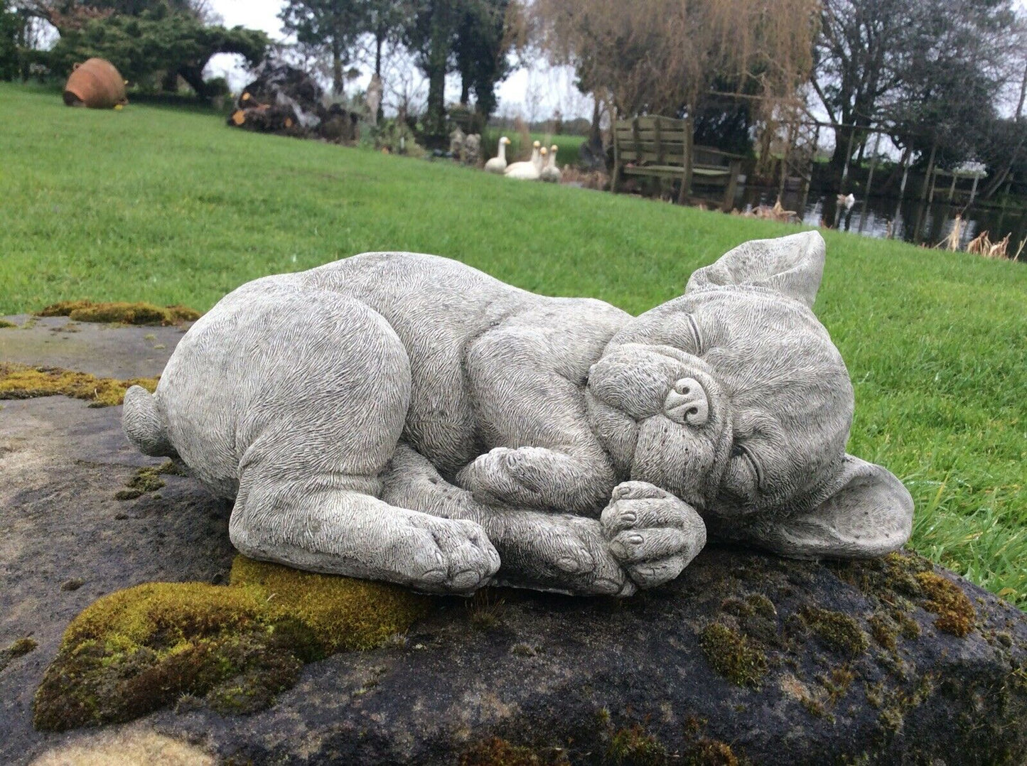 Stone Sleeping French Bulldog Ornament