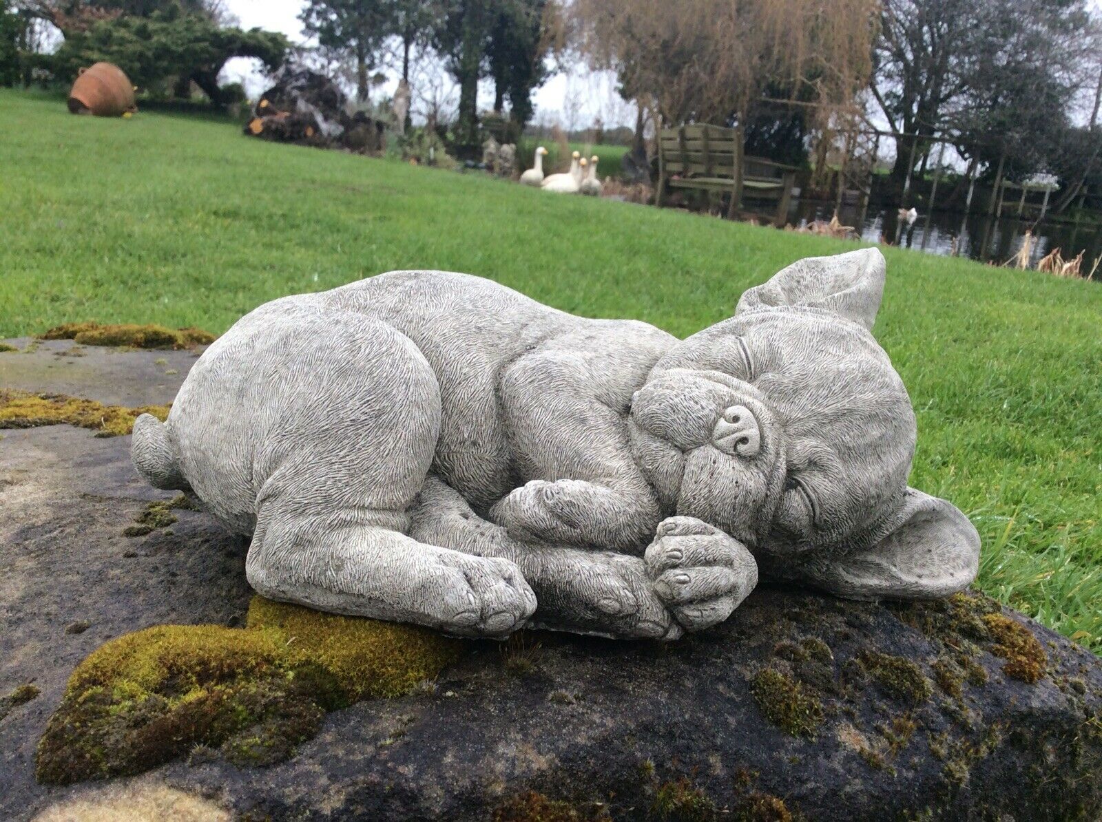 Stone Sleeping French Bulldog Ornament