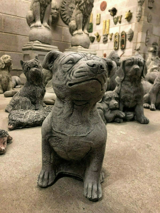Stone Staffordshire Bull Terrier Dog Statue