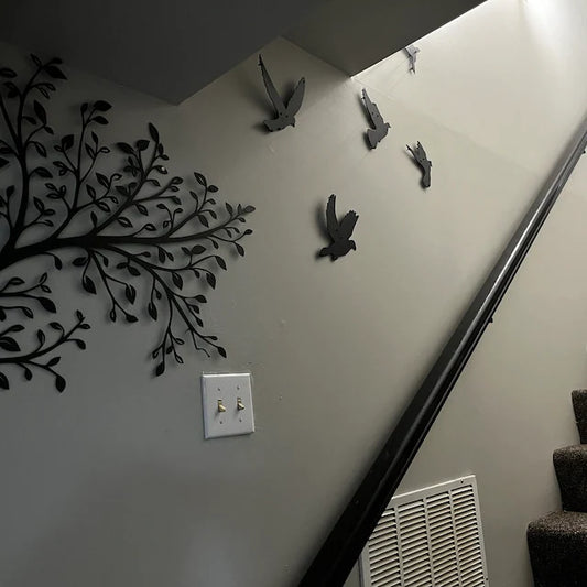 Metal Tree & Birds Design Wall Art 