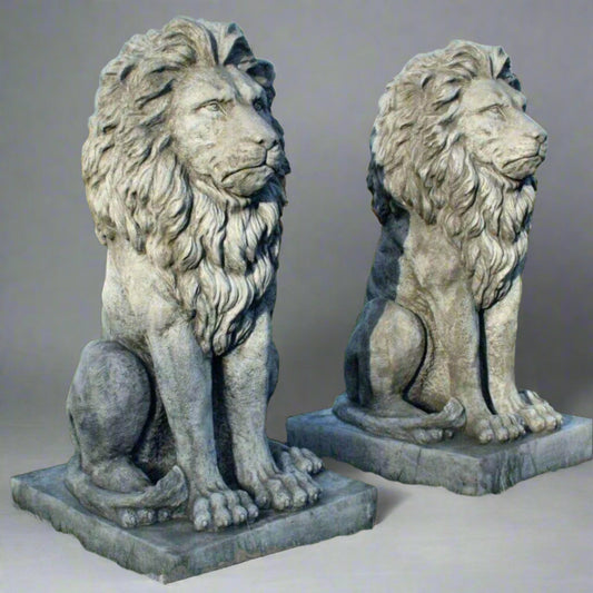 Large Pair of Stone Lion Statues