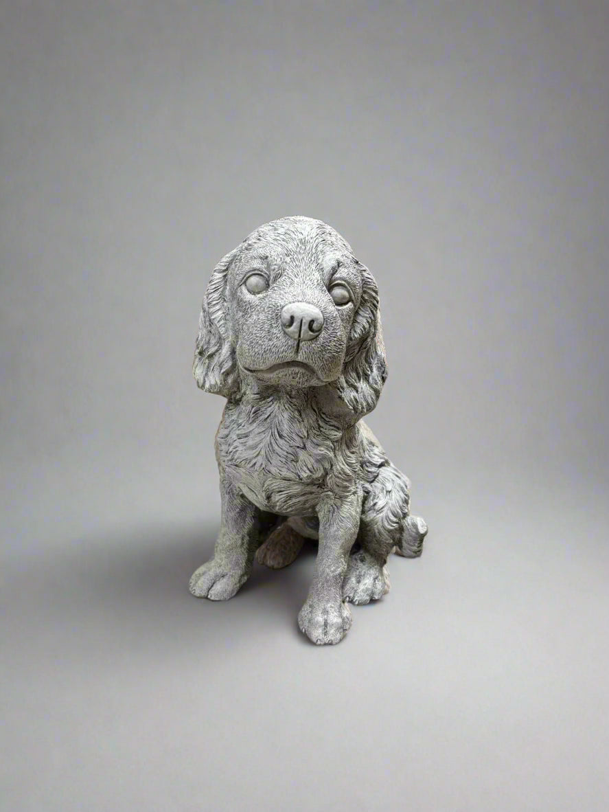 Stone Spaniel Dog Statue