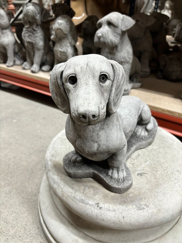 Stone Dachshund Dog Statue 