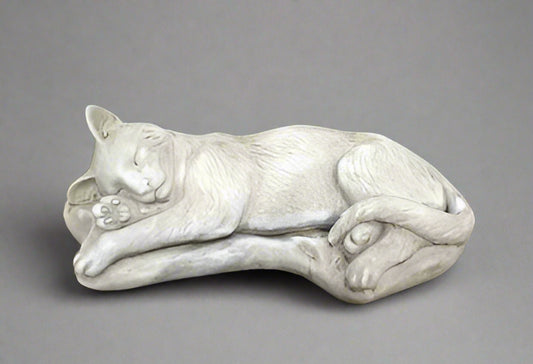 Stone Sleeping Cat Statue