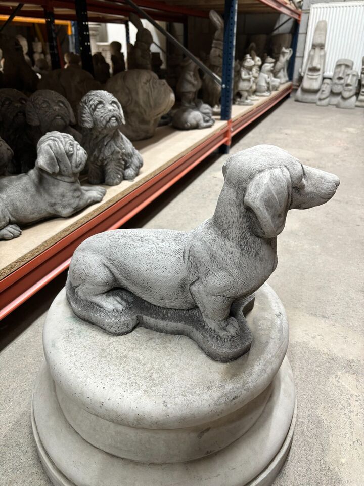 Stone Dachshund Dog Statue 