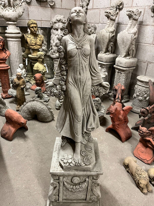Stone Lady of Roses Statue