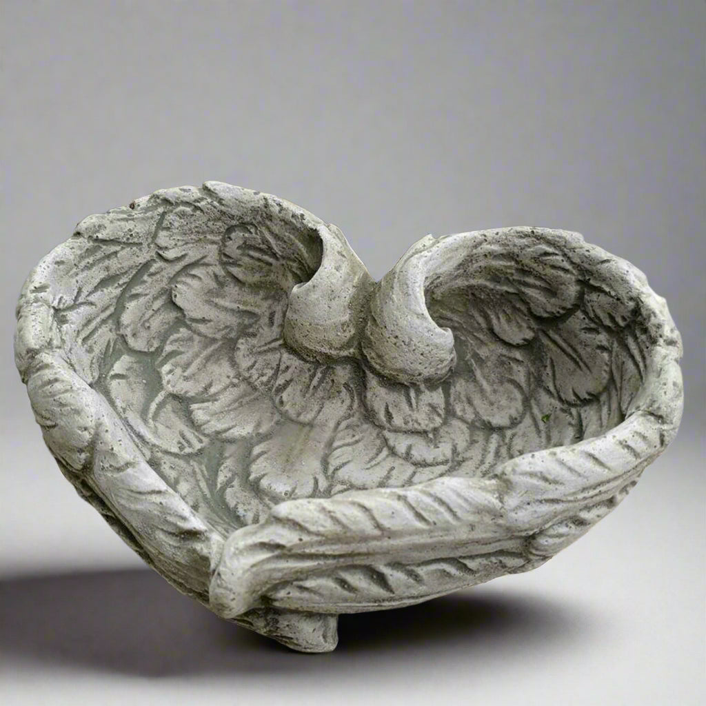 Stone Heart Design Bird Bath 