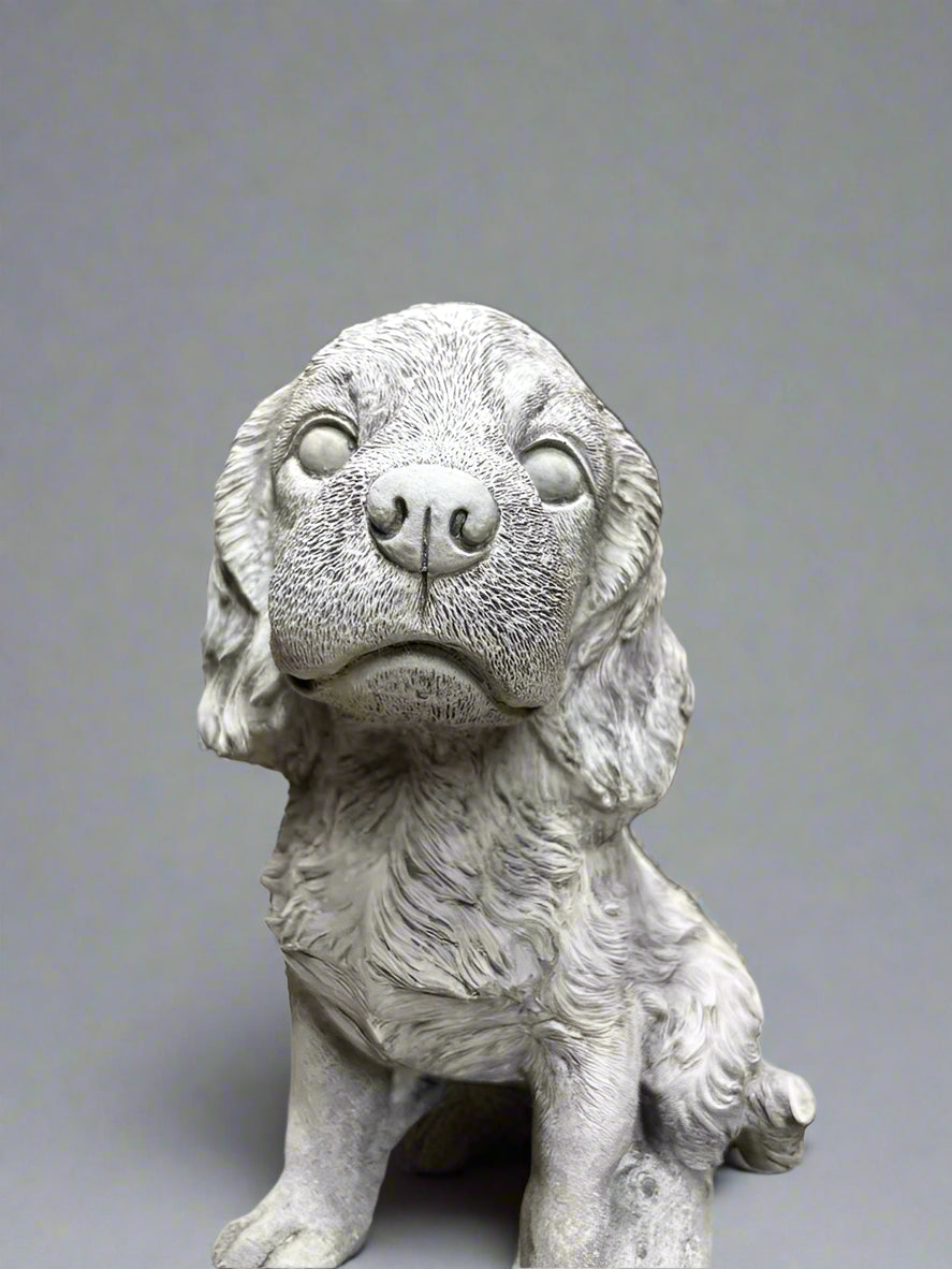 Stone Spaniel Dog Statue