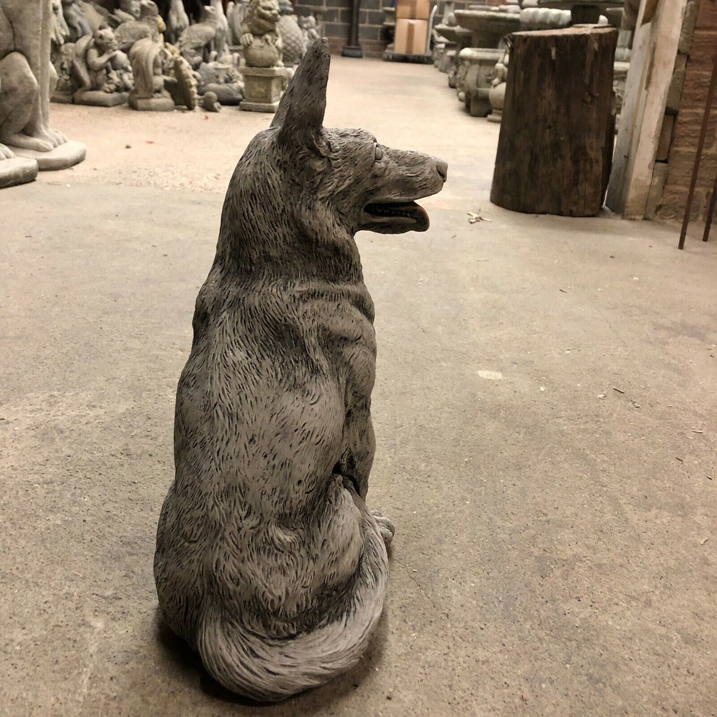 Stone Alsatian Dog Statue