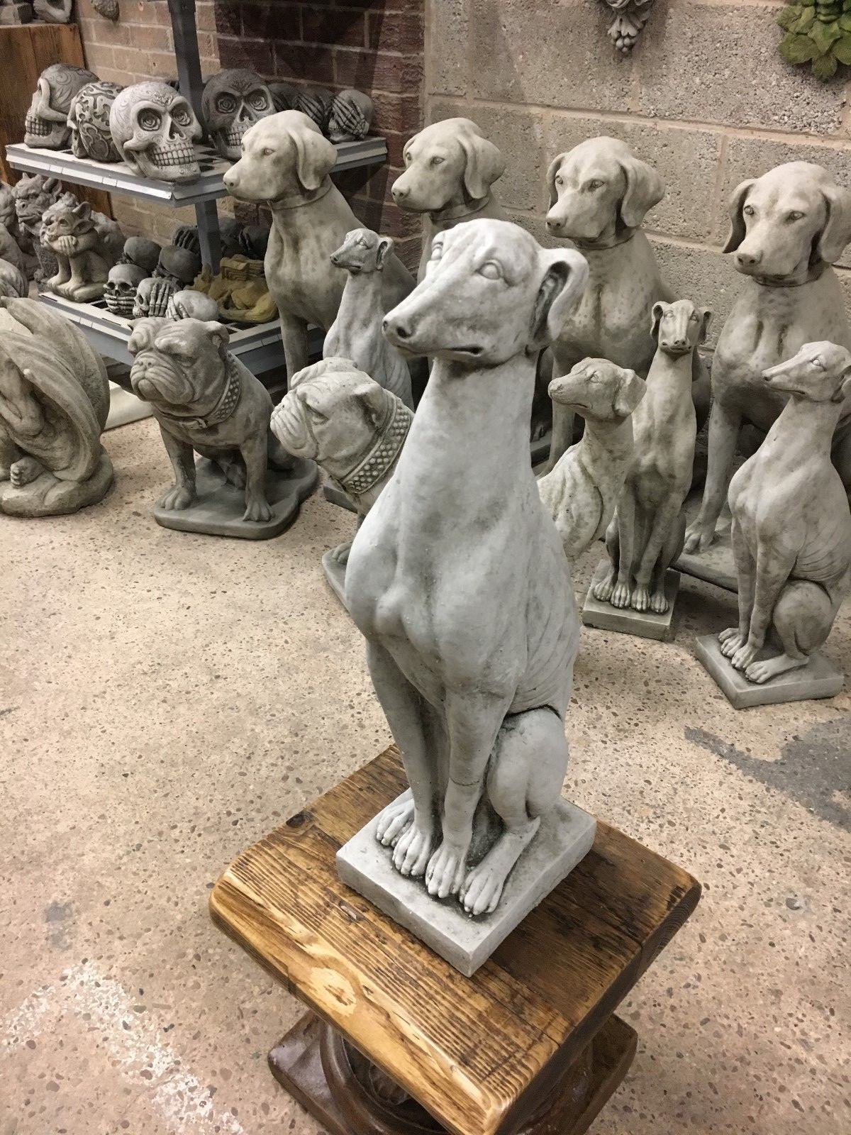 Stone Greyhound/Whippet Dog Statue