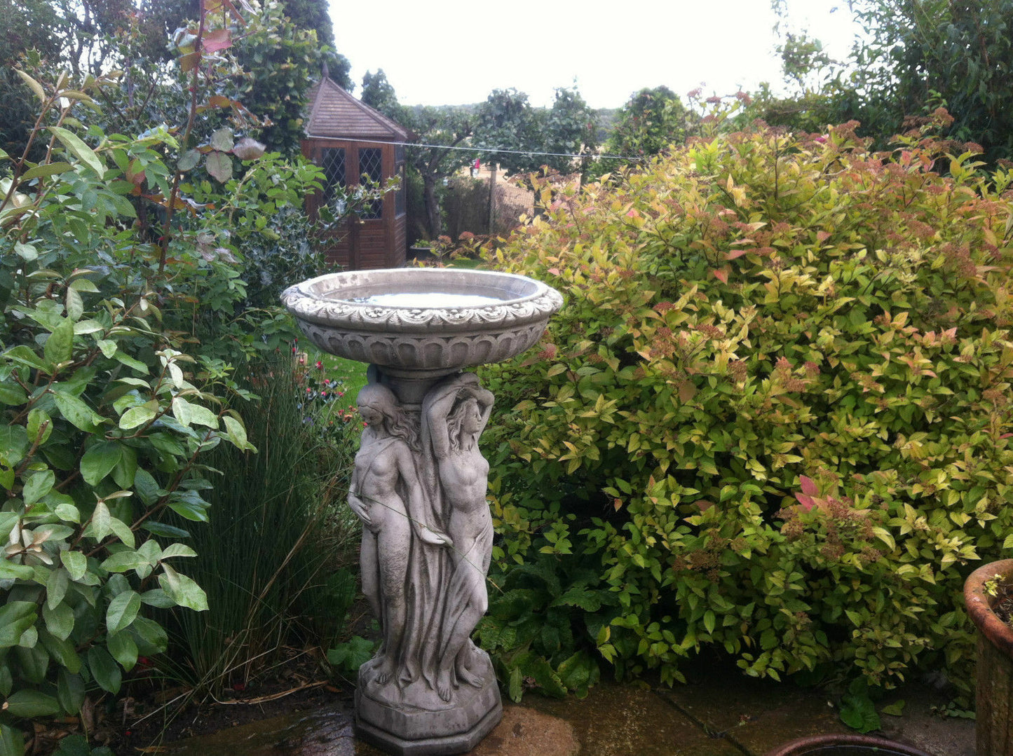 Stunning Stone Three Graces Garden Bird Bath