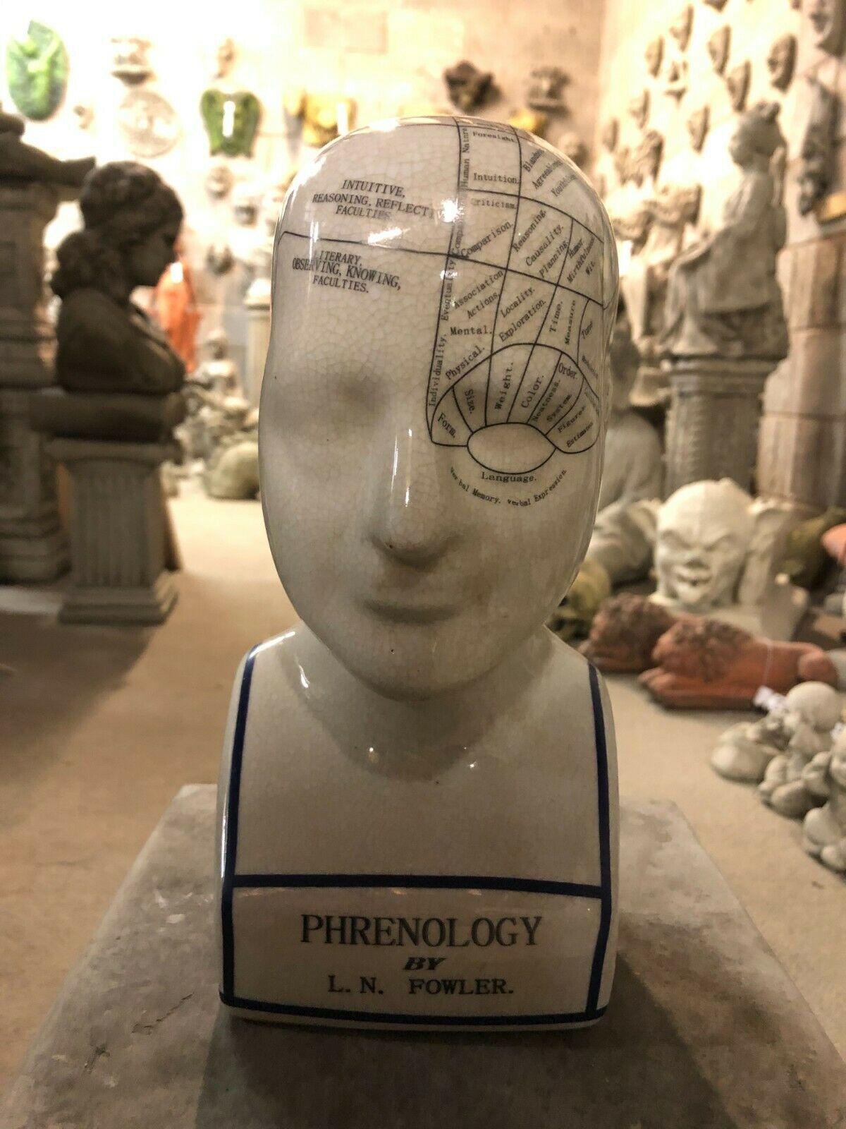 Ceramic Phrenology Head Ornament 