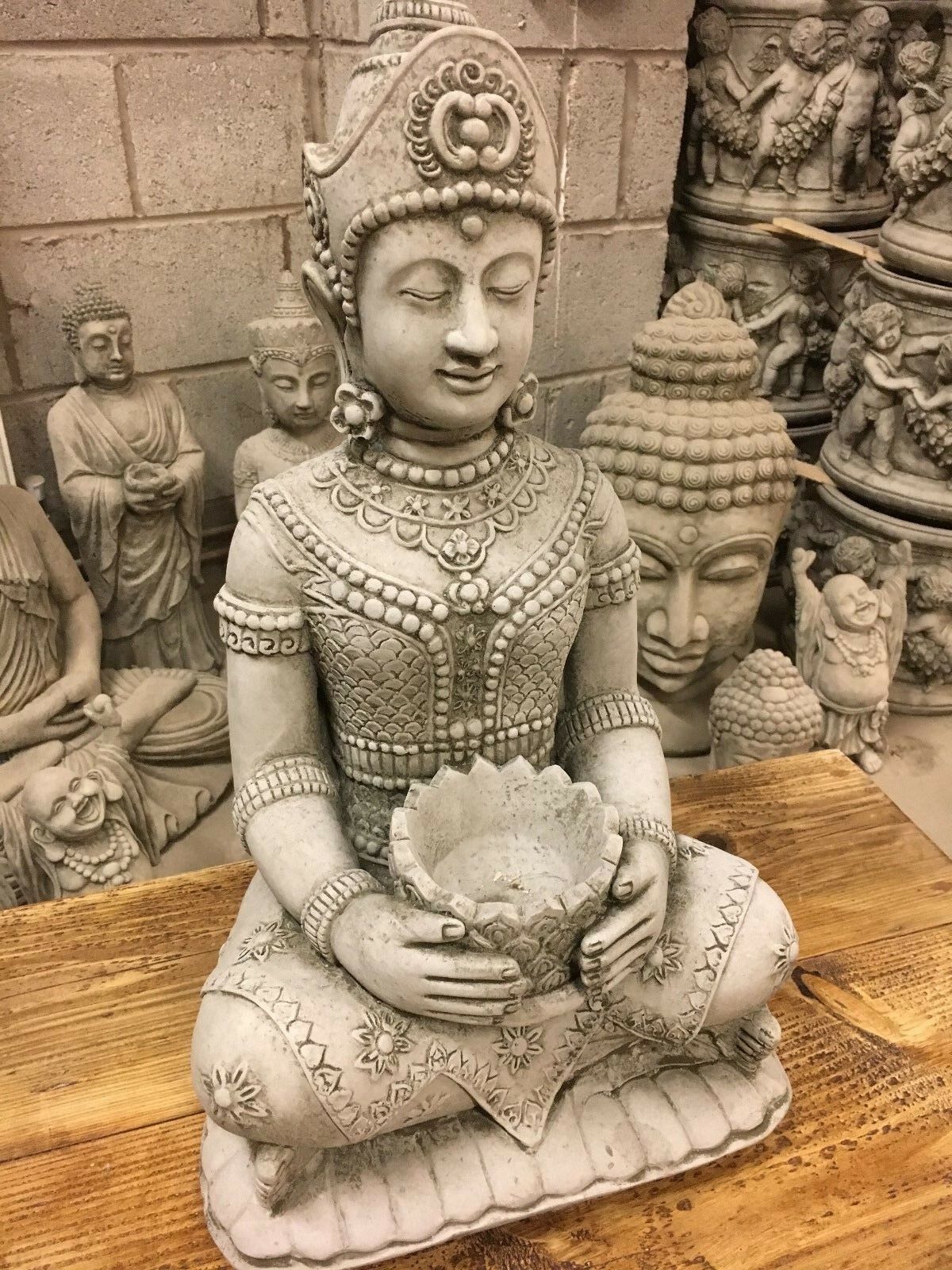 Stunning Stone Sitting Buddha Garden Statue