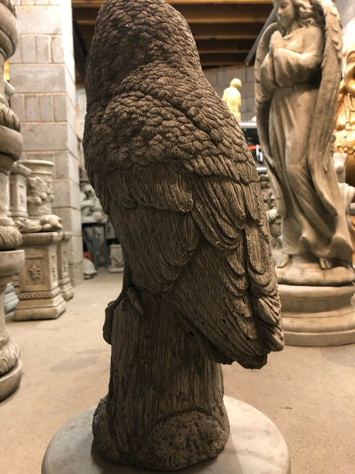 Stone Owl Plinth Statue