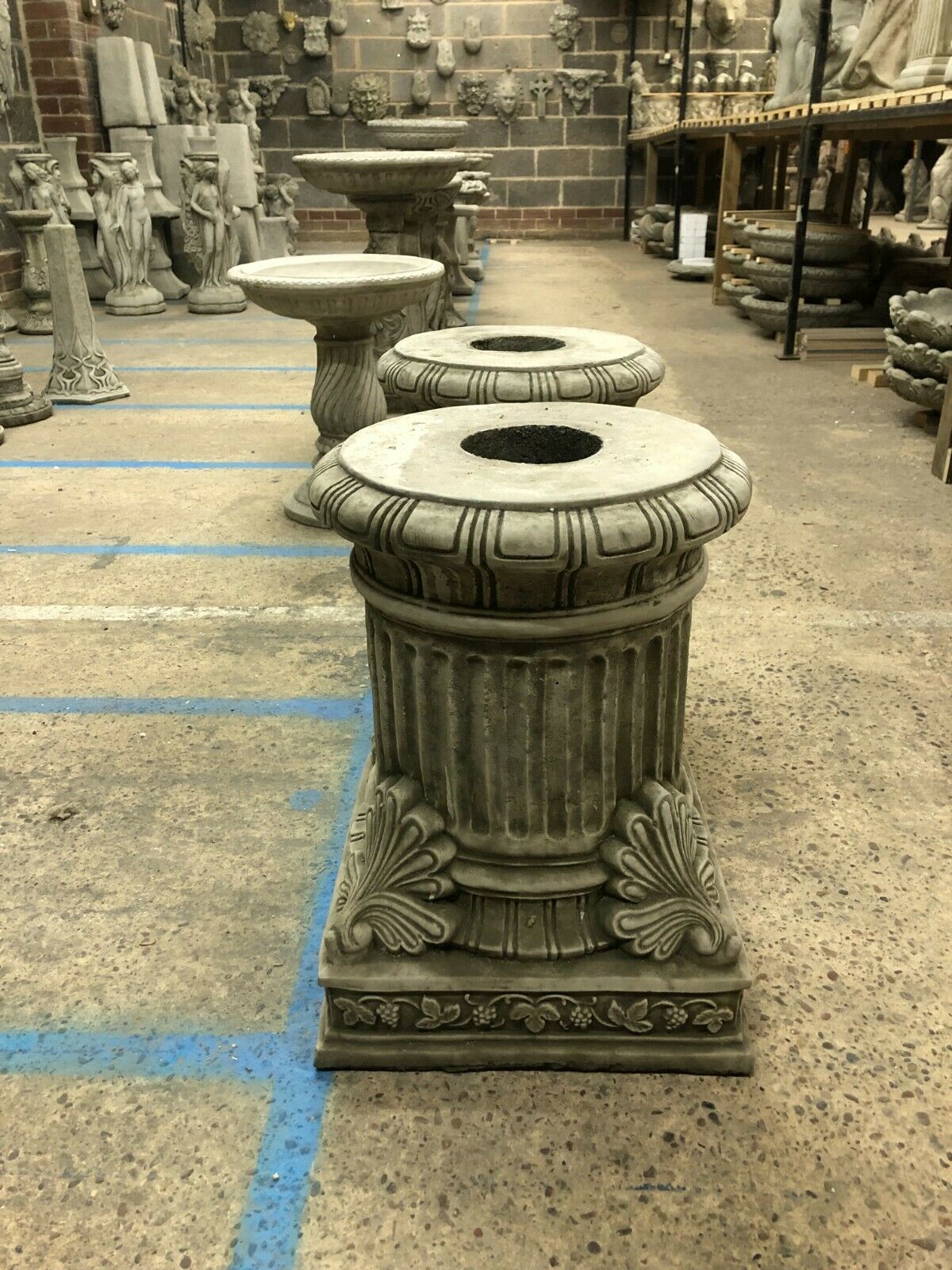 Pair of Large Stone Column Pedestal Plinths