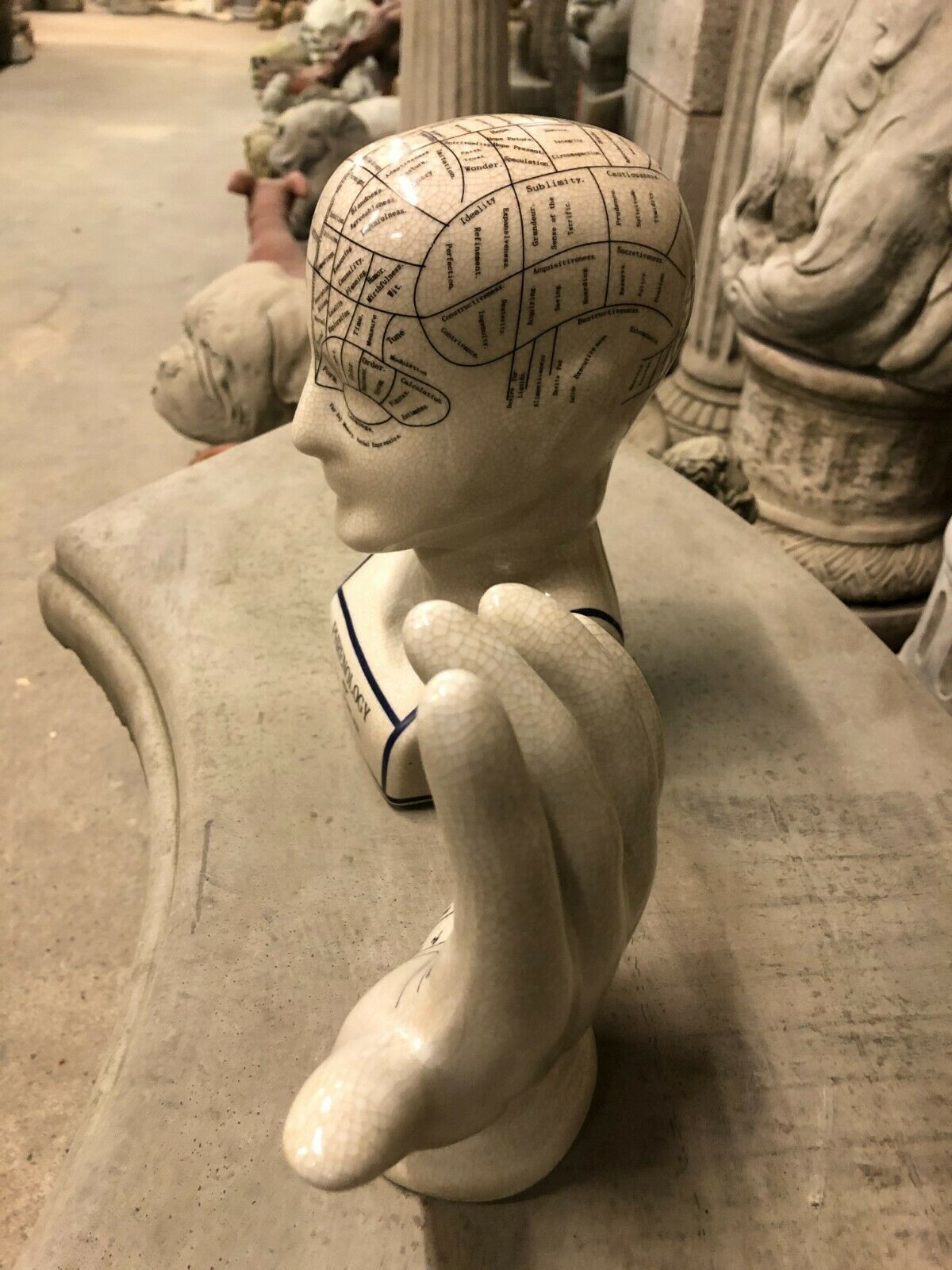 Ceramic Phrenology Head & Hand Ornaments