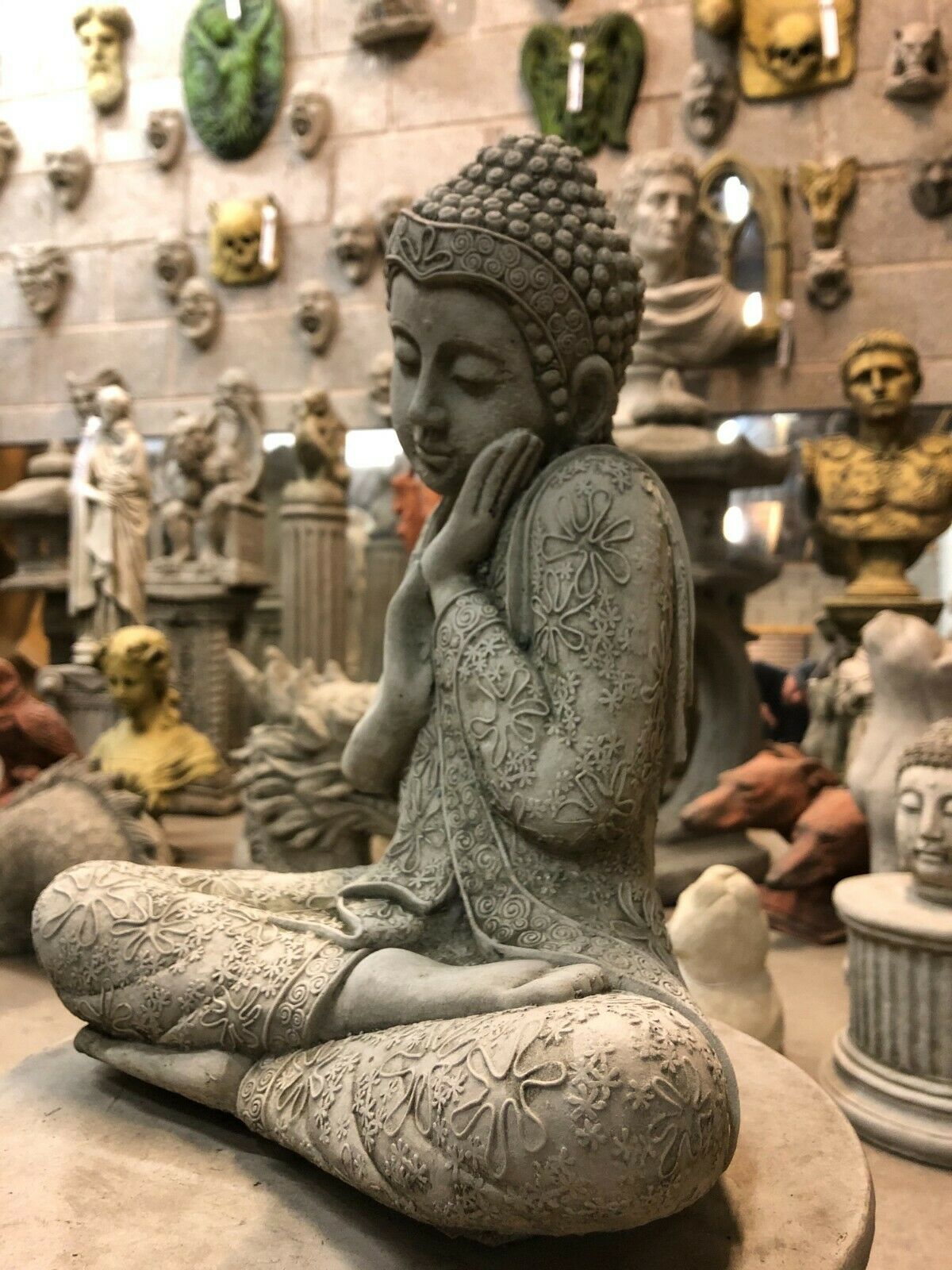 Stone Hands on Cheek Buddha Ornament