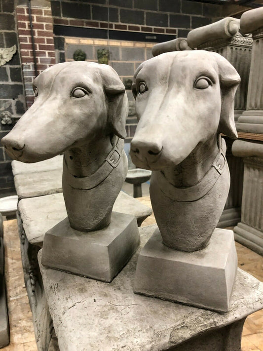 Pair of Stone Greyhound Dog Finials