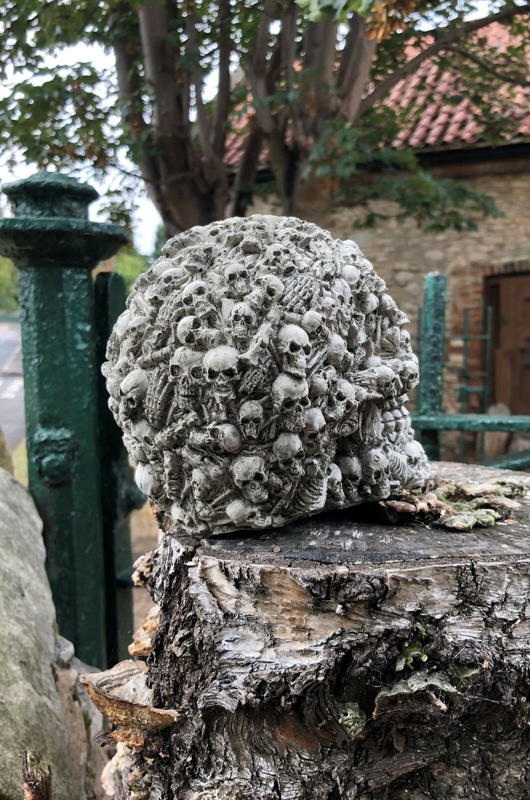 Stunning Stone Skulls on Skull Garden Ornament