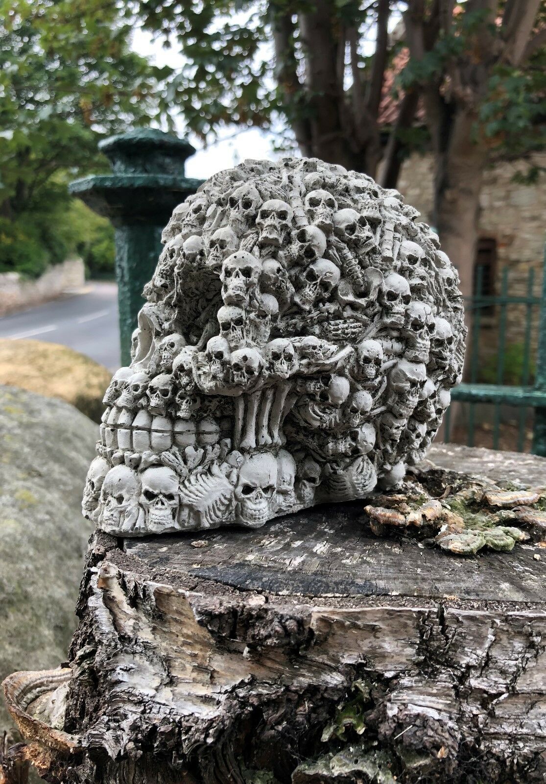Stunning Stone Skulls on Skull Garden Ornament