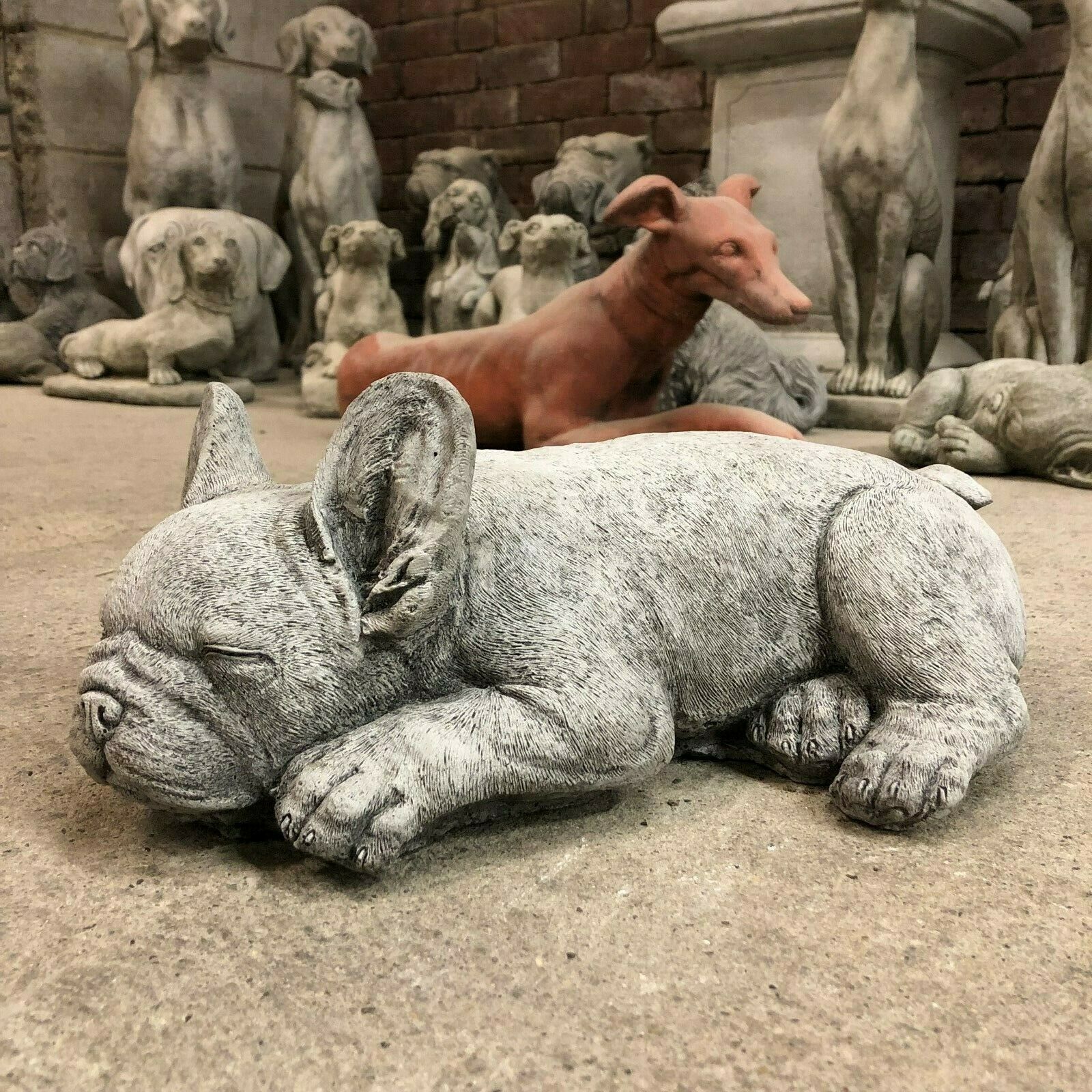 Stone Sleeping French Bulldog Ornament 