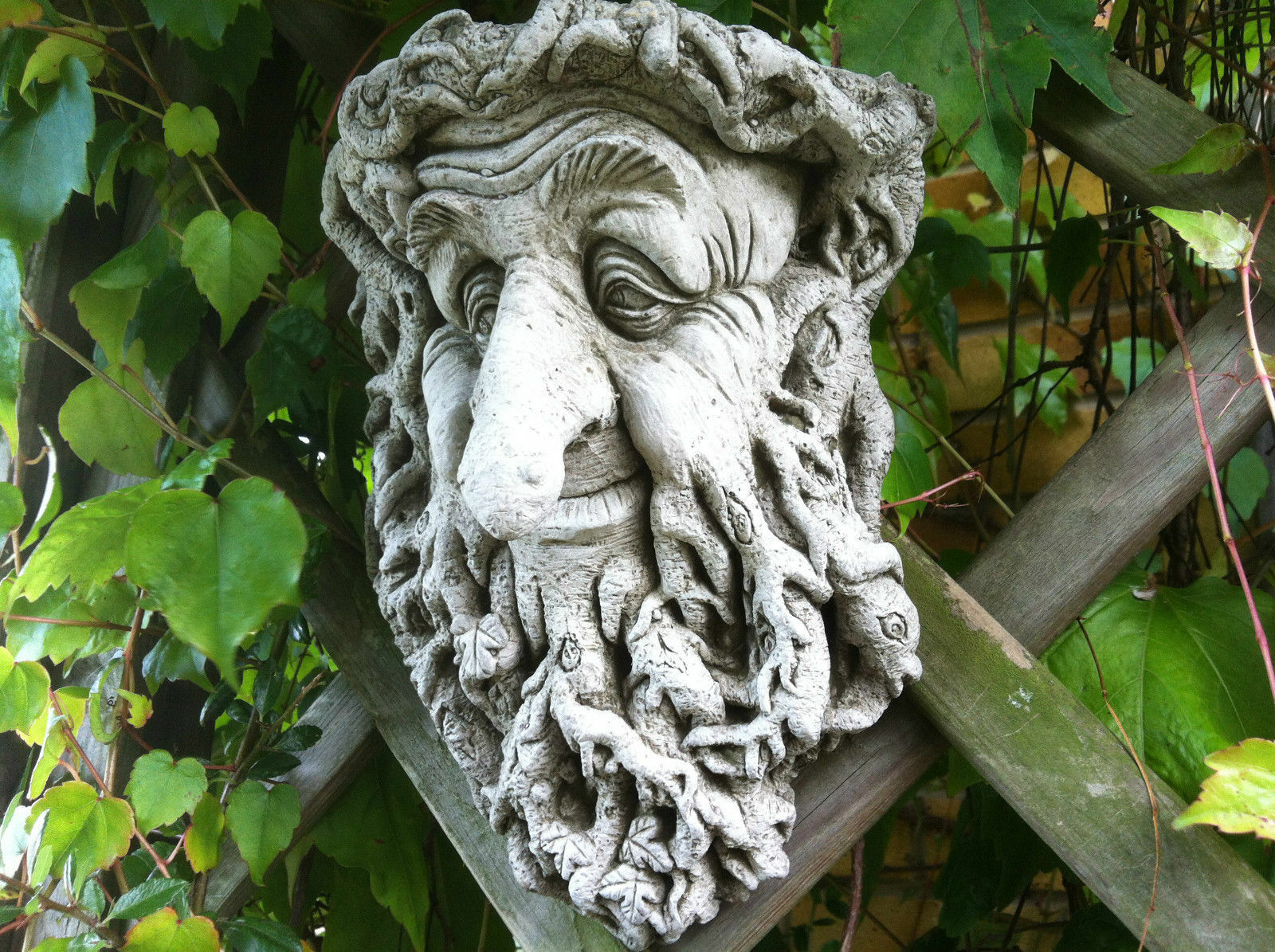 Stone Long Nose Greenman Wall Plaque 