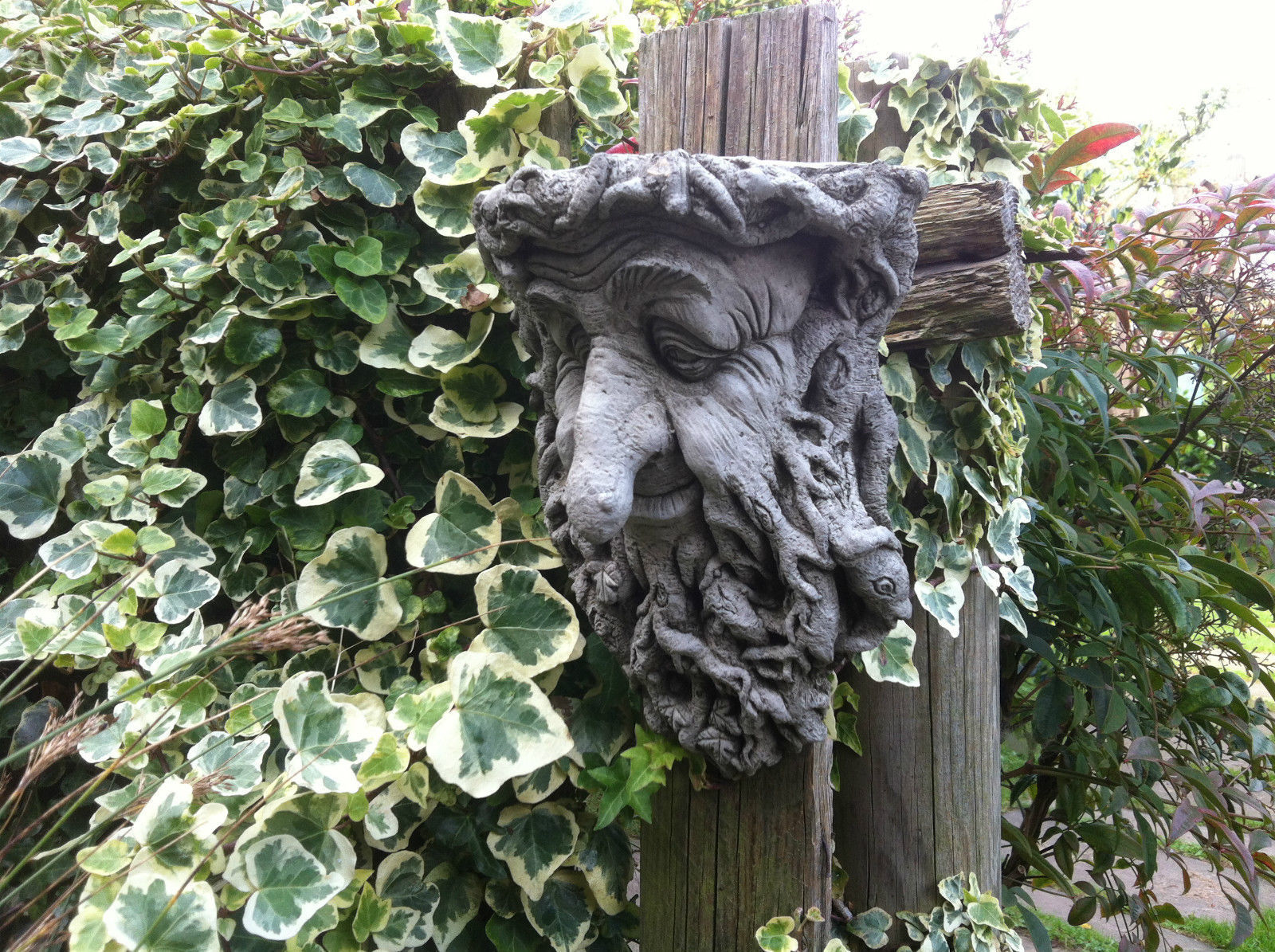 Stone Long Nose Greenman Wall Plaque 