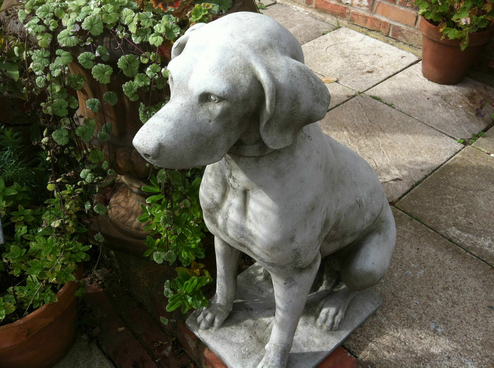 Pair of Stone Pointer Dog Statues