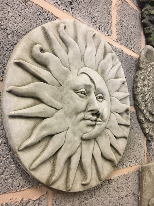Stone Round Sun & Moon Wall Plaque