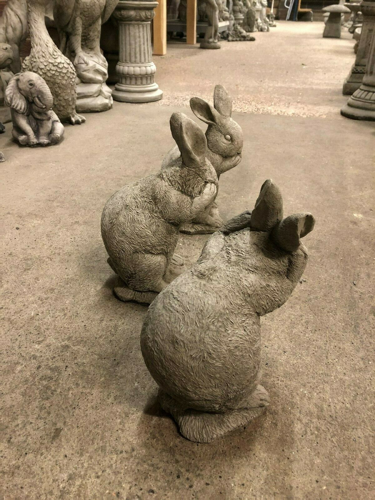 Set of 3 Stone Hear, See & Speak No Evil Rabbit Ornaments