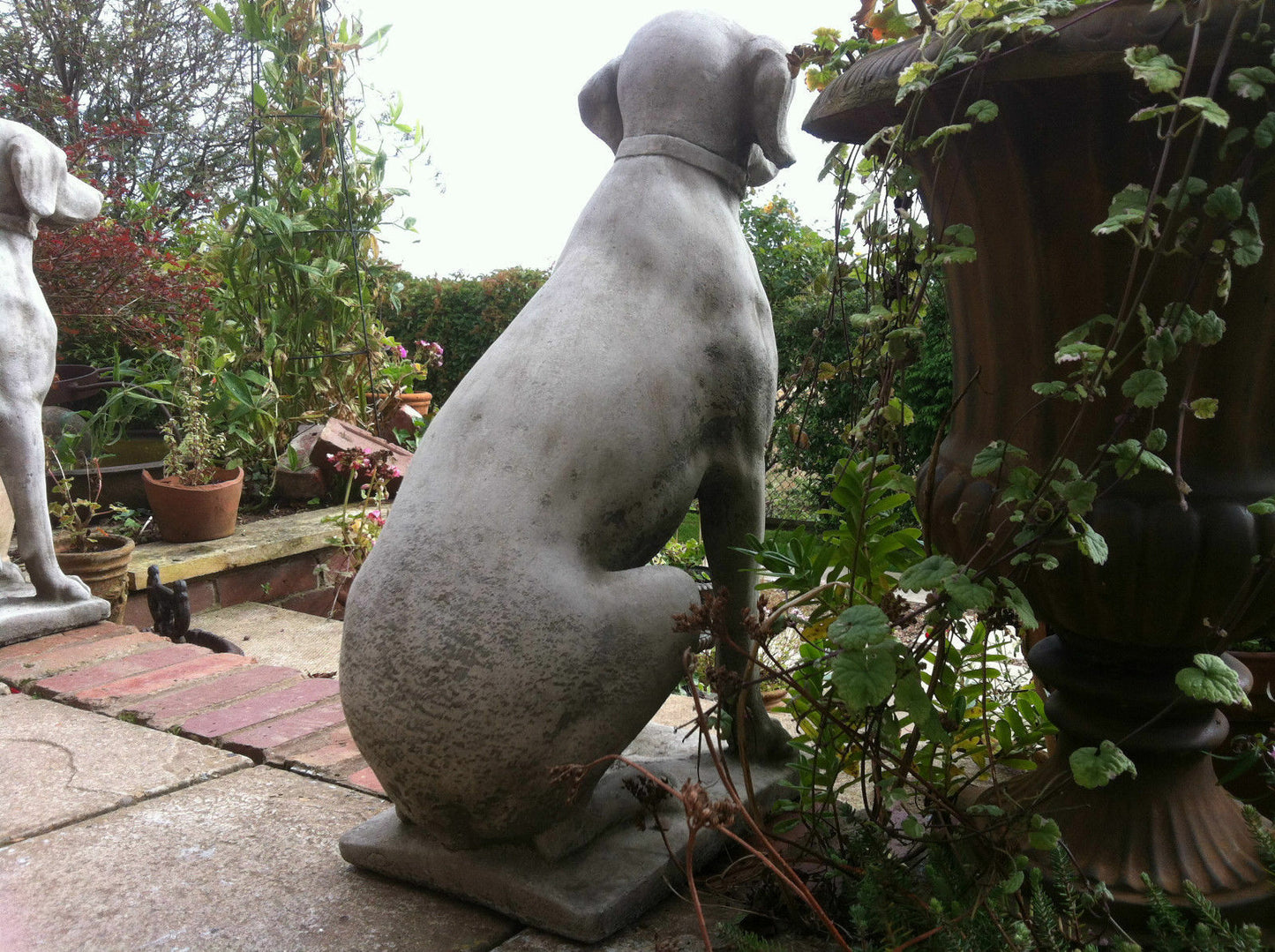 Pair of Stone Pointer Dog Statues
