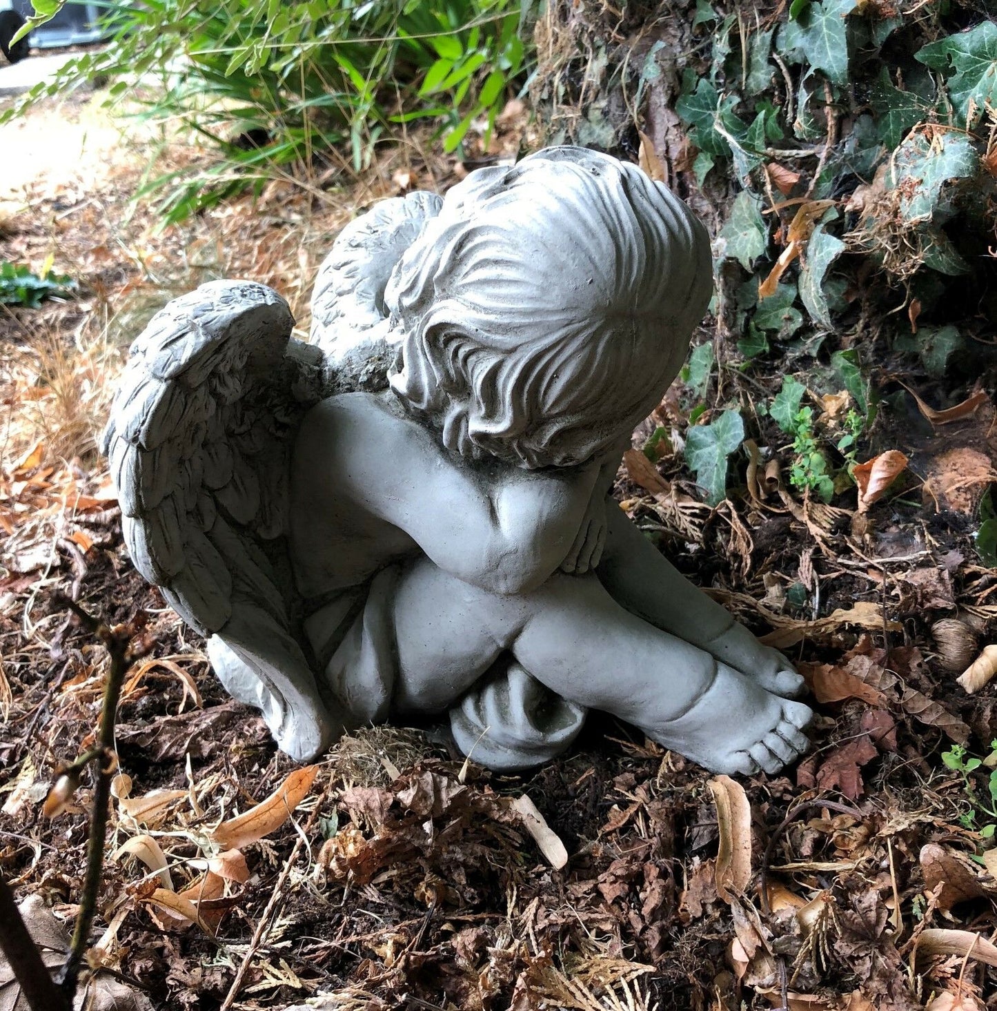 Pair of Stone Baby Angel Ornaments