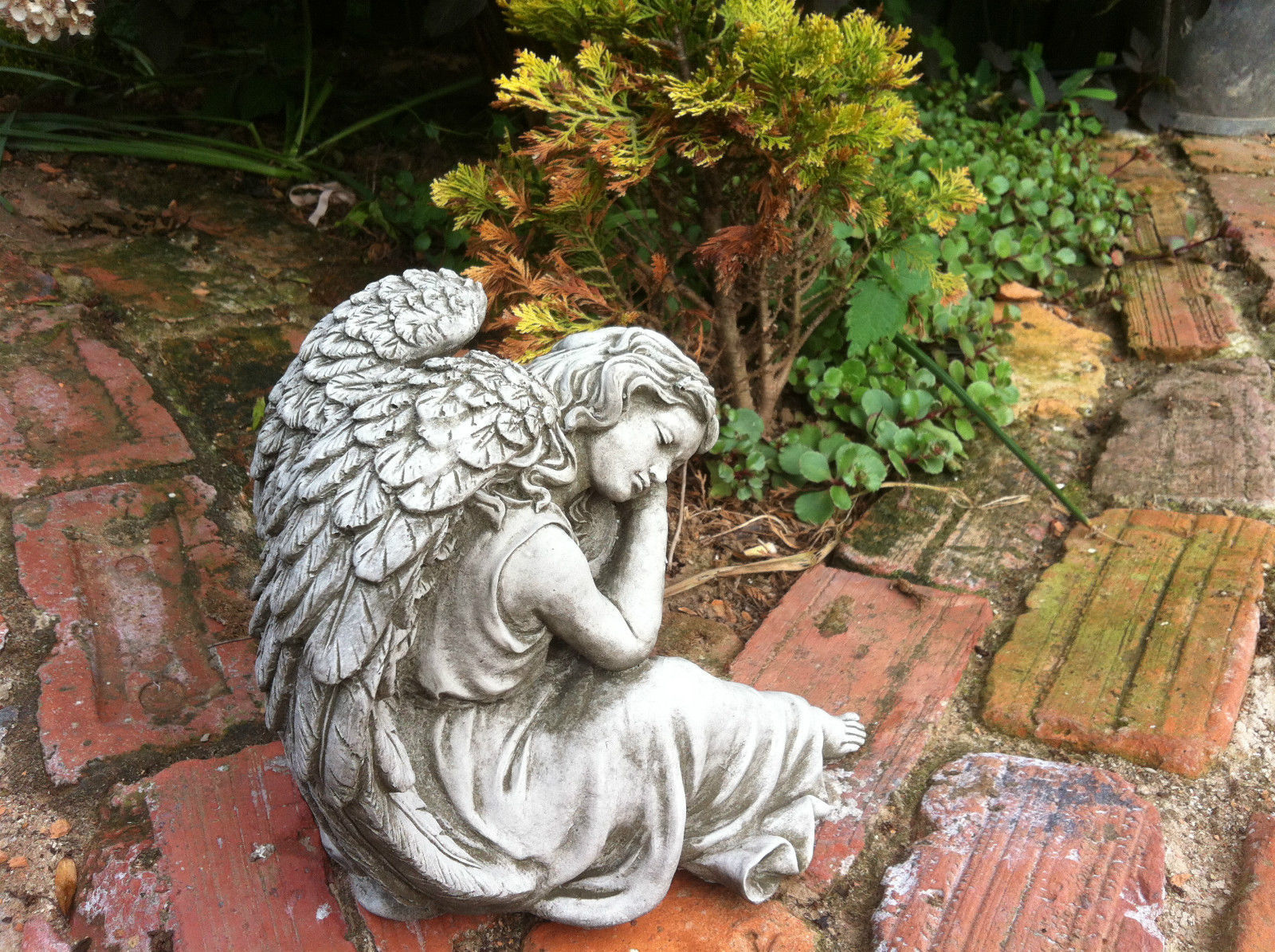 Small Stone Winged Angel Ornament 