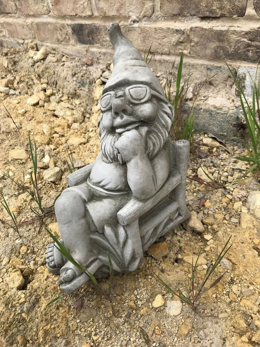 Stone Sunbathing Gnome Ornament 