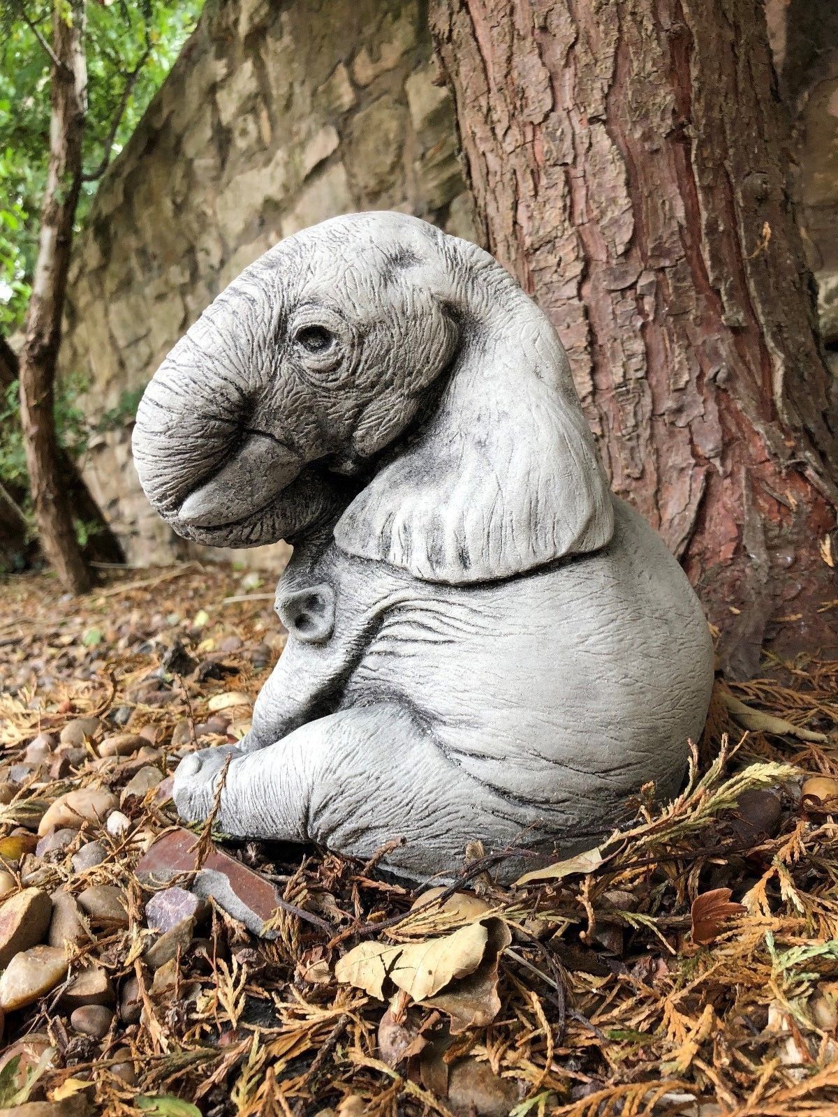 Pair of Stone Baby Elephant Ornaments