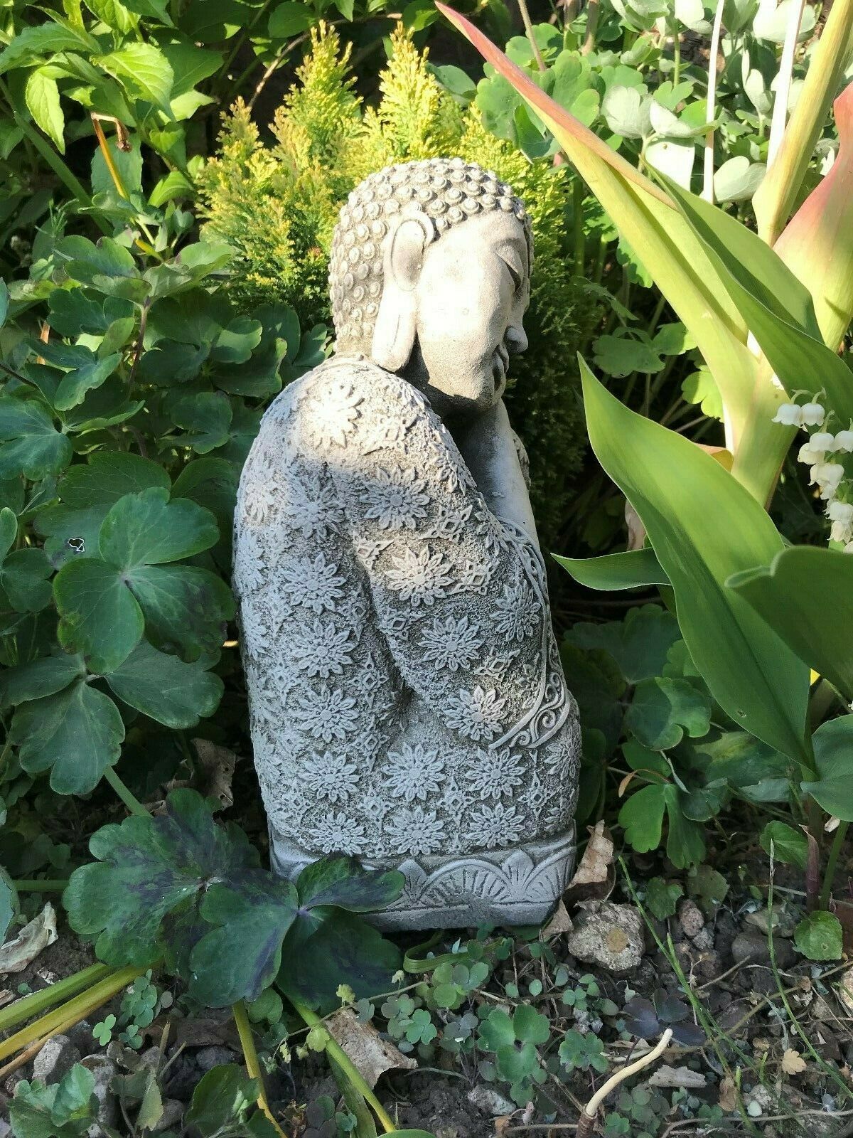 Stunning Stone Sleeping Buddha Sculpture Garden Ornament