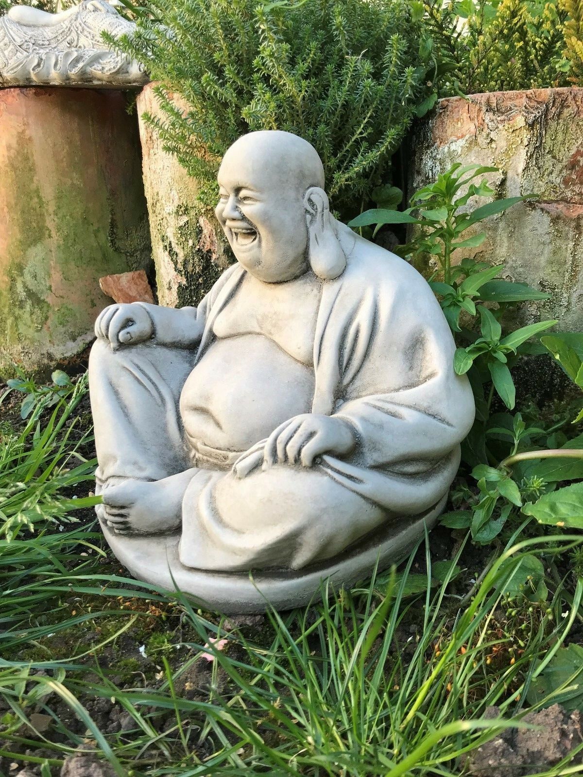 Stone Laughing Fat Buddha Ornament 