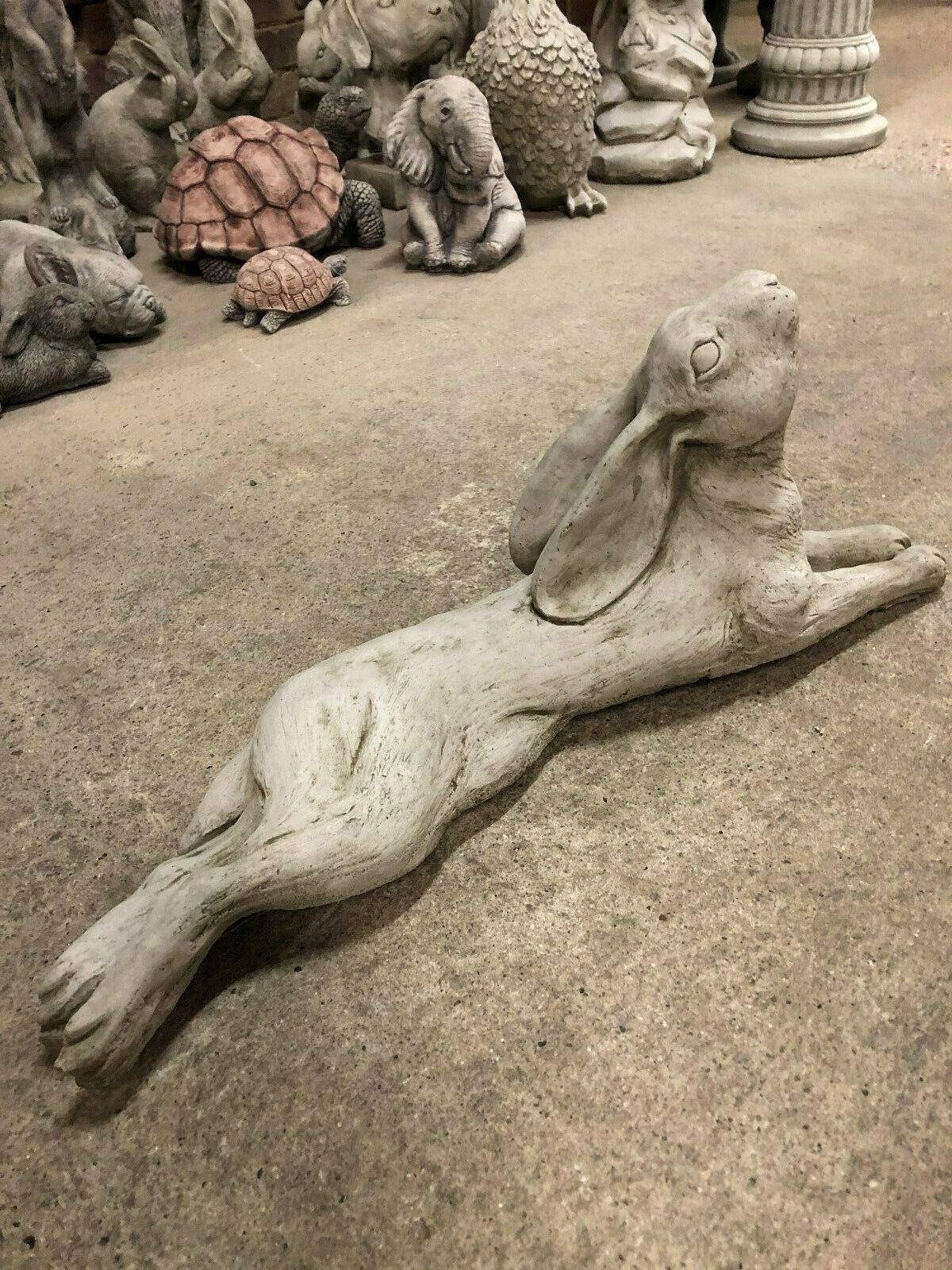 Stone Laying Down Gazing Hare Ornament 