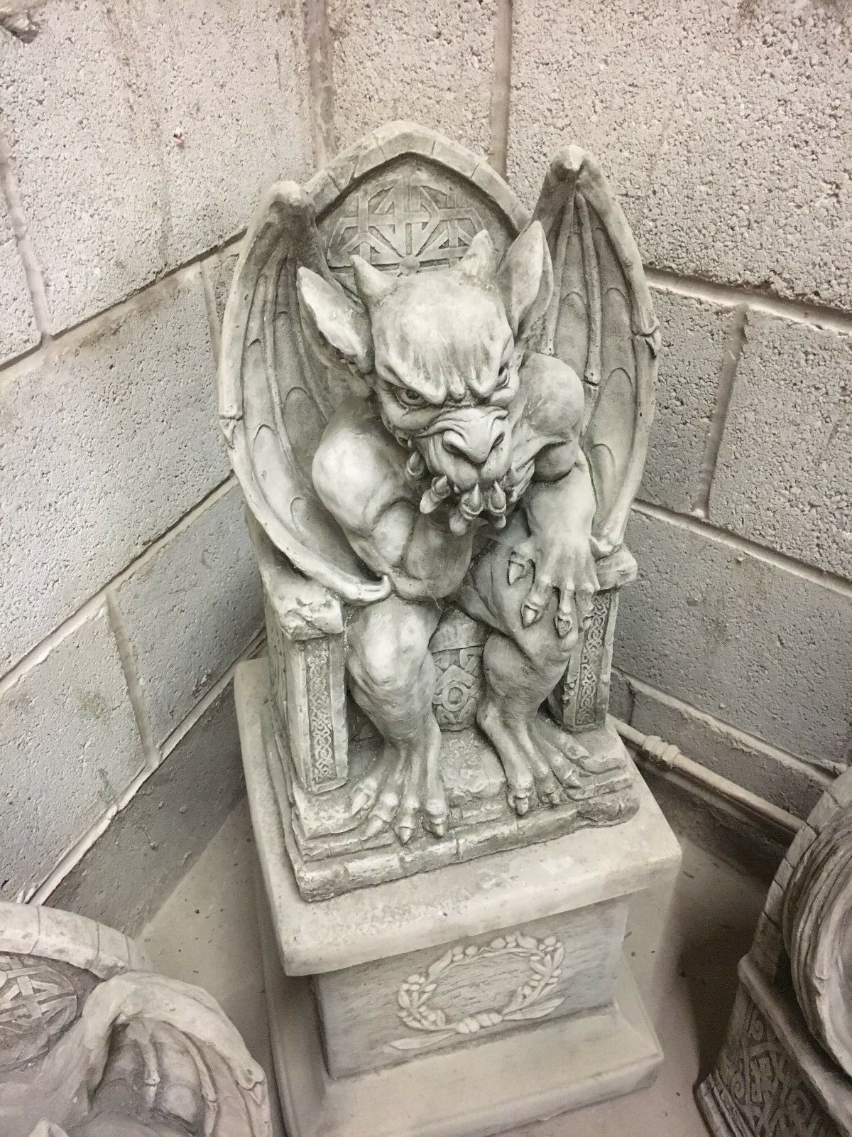 Stone King Gargoyle on Throne Statue