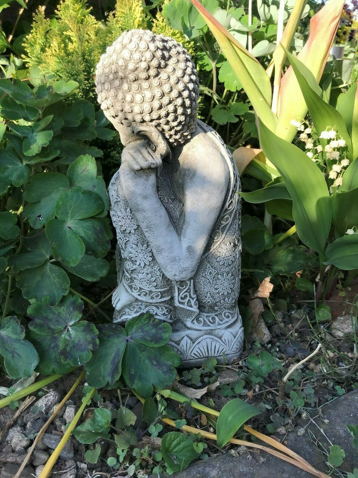 Stunning Stone Sleeping Buddha Sculpture Garden Ornament