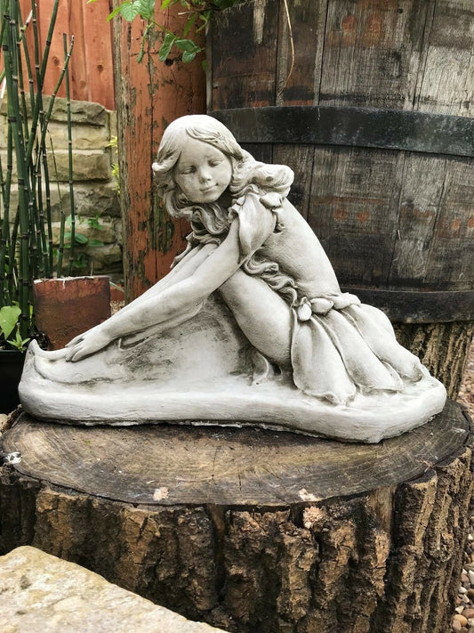 Stunning Stone Sitting Fairy Sculpture Garden Ornament