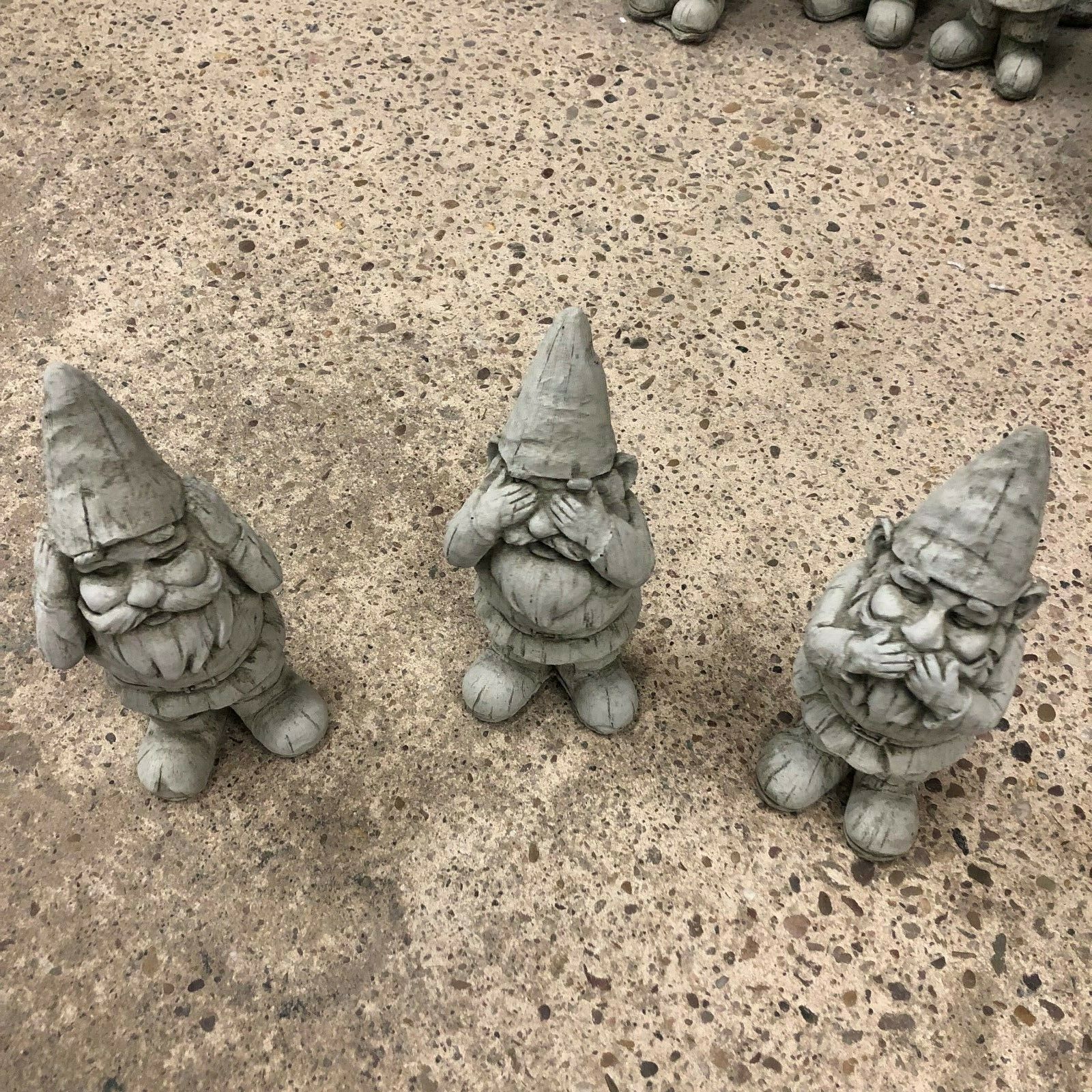 Set of 3 Stone Hear, See & Speak No Evil Gnome Ornaments