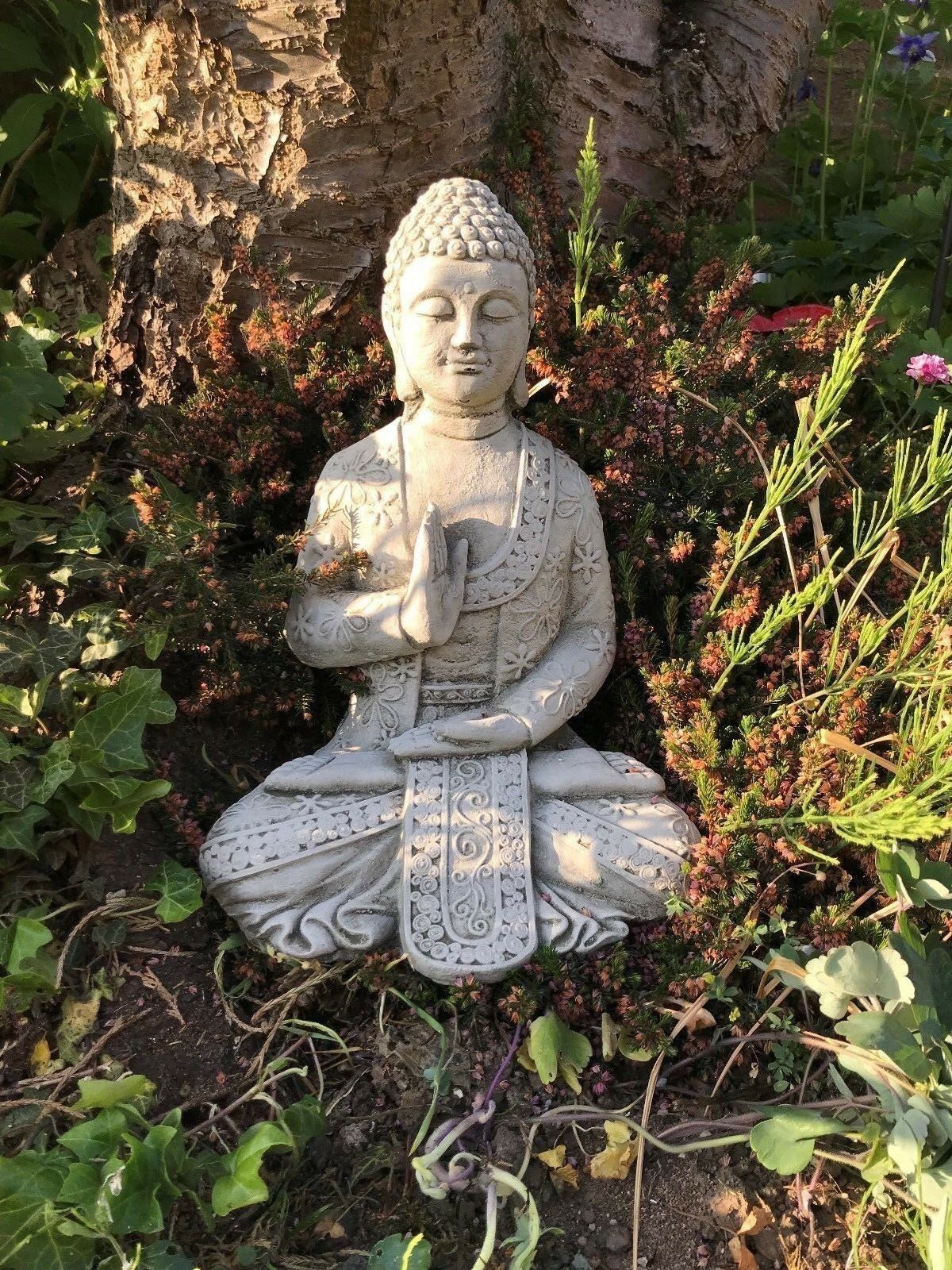 Stunning Stone Sitting Praying Buddha Garden Ornament